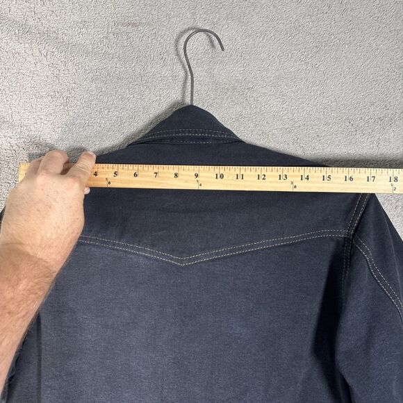 Woodies Denim Trucker Jacket Women's Size L Stretch Dark Blue RFID Pocket Type 3 - Picture 14 of 16